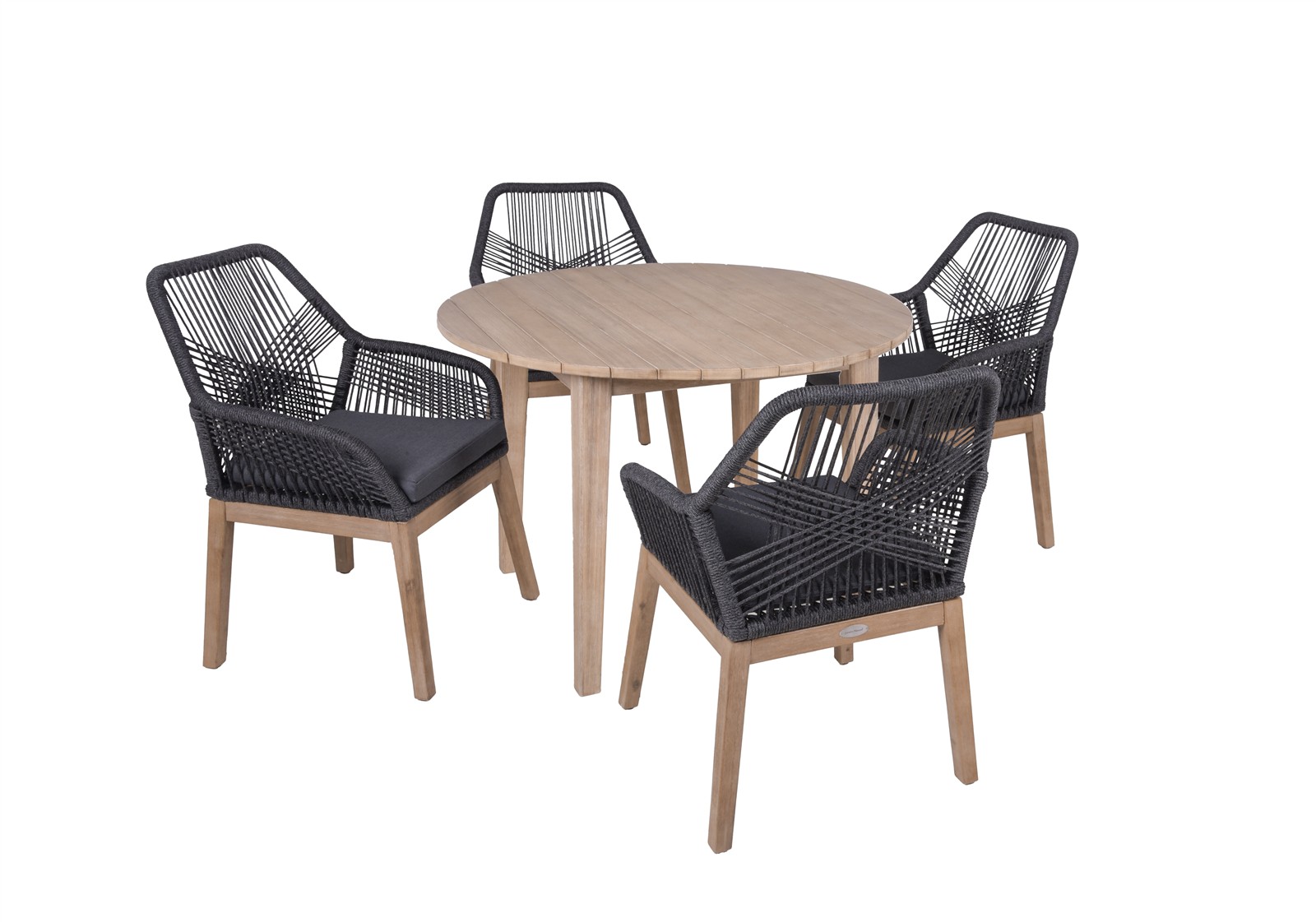 Parma Dining Set Akazie anthrazit / brushed wash 5-teilig