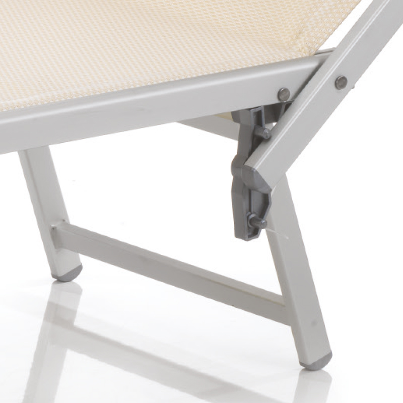Original italienische Strandliege Jesolo mit Sonnendach silber kastanienbraun