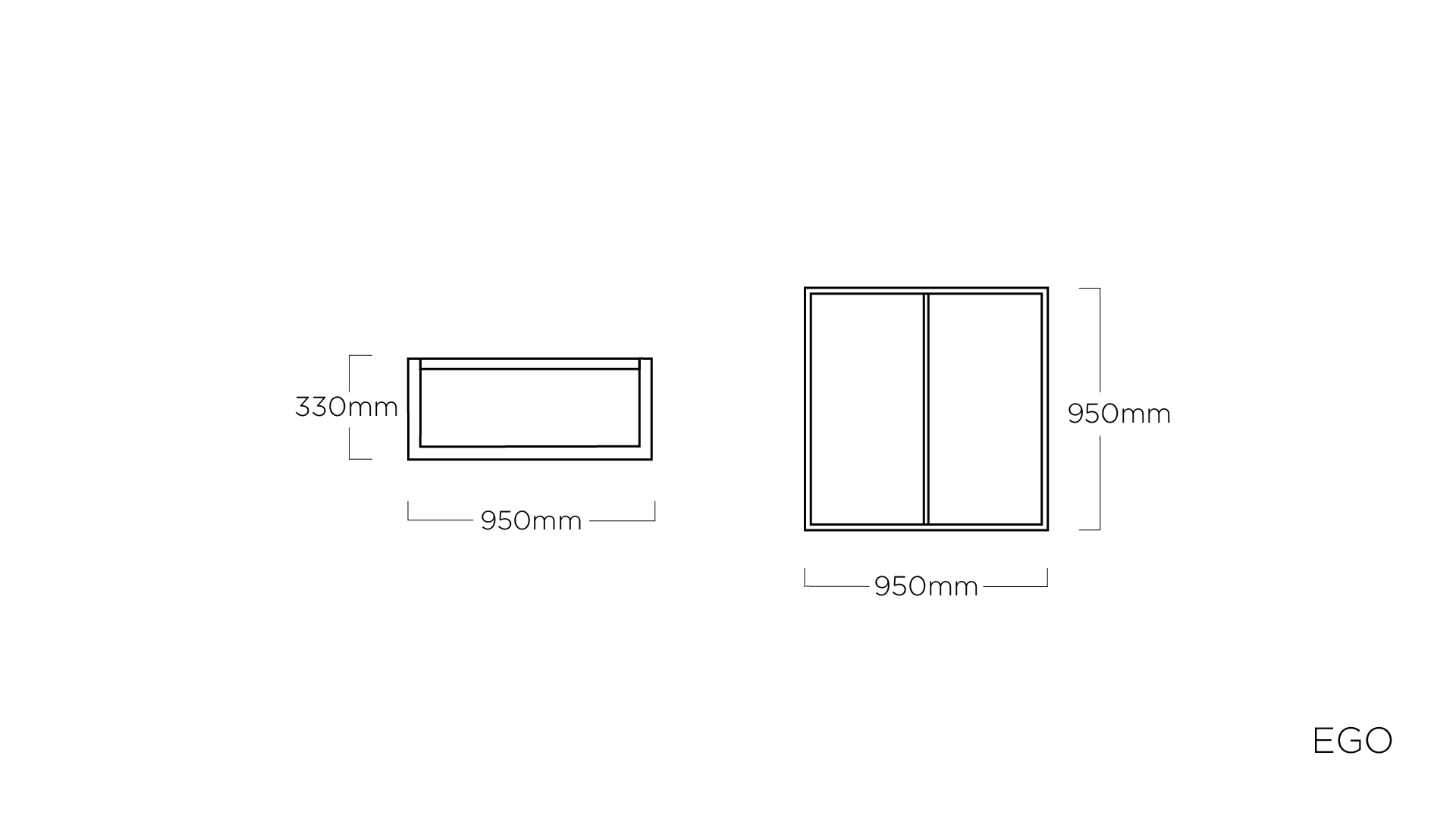 KETTLER EGO Lounge Tischgestell 95x95x33cm, Aluminium silber