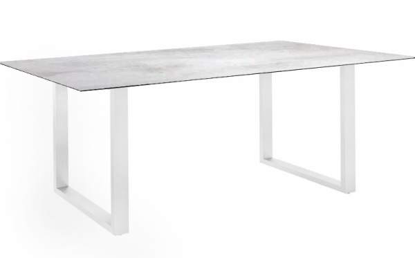 Stern Kufentisch 160x90 cm Aluminium weiß mit Tischplatte Silverstar 2.0 Dekor Zement